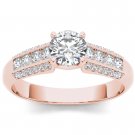 14K  Rose Gold 1.00 Ct Round Cut Diamond Classic Solitaire Engagement Ring HI I2