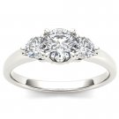Solid 14K White Gold 0.75 Ct Round Cut Diamond Three Stone Engagement Ring HI I2 Solid 14K White Gold 0.75 Ct Round Cut Diamond Three Stone Engagement Ring HI I2