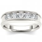 14k White Gold 1.00 Ct Round Diamond Five Stone Men's Wedding Band Ring HI I2 14k White Gold 1.00 Ct Round Diamond Five Stone Men's Wedding Band Ring HI I2