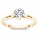 14K Yellow Gold 0.75 Ct Natural Round Cut Diamond Solitaire Engagement Ring HI
