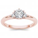 14K Rose Gold 0.90 Ct Round Cut Natural Diamond Three Stone Engagement Ring HI