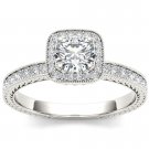 14K White Gold 1.00 Ct Natural Round Cut Diamond Vintage Halo Engagement Ring HI 14K White Gold 1.00 Ct Natural Round Cut Diamond Vintage Halo Engagement Ring HI