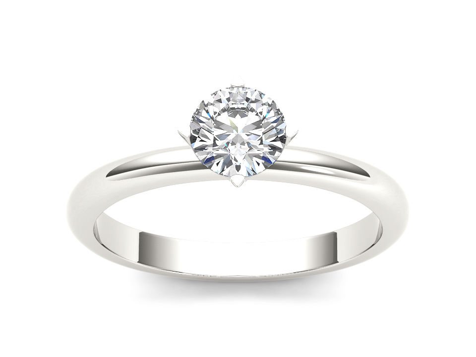 14k White Gold 0.75 Ct Round Cut Diamond Solitaire Engagement Ring HI I2