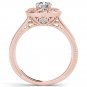 14k Rose Gold 0.50 Ct Round Cut Diamond Flower Halo Engagement Ring HI I2 Size