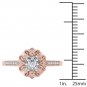 14k Rose Gold 0.50 Ct Round Cut Diamond Flower Halo Engagement Ring HI I2 Size