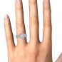 Genuine 14K White Gold 1 Ct Round Cut Diamond Double Halo Engagement Ring HI I2