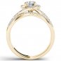 14k Yellow Gold 1.00 Ct Round Cut Natural Diamond Bypass Engagement Ring Set