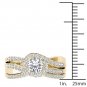 14k Yellow Gold 1.00 Ct Round Cut Natural Diamond Bypass Engagement Ring Set
