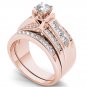 14k Rose Gold 1.25 Ct Round Cut Diamond Classic Engagement Ring Set HI I2
