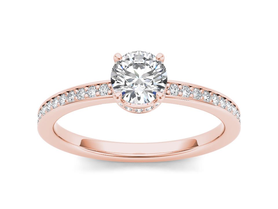 14K Rose Gold 1.00 Ct Natural Round Cut Diamond Classic Engagement Ring HI I2