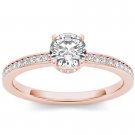 14K Rose Gold 1.00 Ct Natural Round Cut Diamond Classic Engagement Ring HI I2