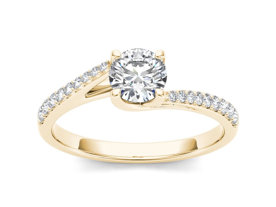 14K Yellow Gold 1.00 Ct Round Cut Diamond Classic Solitaire Engagement Ring