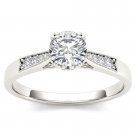 Genuine 14K White Gold 0.75 Ct Natural Round Cut Diamond Classic Engagement Ring