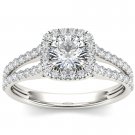 Genuine 14K White Gold 1.00 Ct Natural Round Cut Diamond Halo Engagement Ring