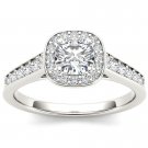 Solid 14K White Gold 1.00 Ct Natural Round Diamond Halo Engagement Ring HI I2 Solid 14K White Gold 1.00 Ct Natural Round Diamond Halo Engagement Ring HI I2