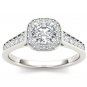 Solid 14K White Gold 1.00 Ct Natural Round Diamond Halo Engagement Ring HI I2