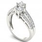 14K White Gold 1.00 Ct Princess Cut Diamond Two Stone Engagement Ring