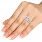 14K White Gold 1.00 Ct Princess Cut Diamond Two Stone Engagement Ring