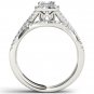 14k White Gold 1.00 Ct Princess Cut Diamond Halo Engagement Ring Set HI I2