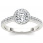 Genuine 14K White Gold 1 Ct Natural Round Cut Diamond Halo Engagement Ring I2