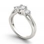 Genuine 14K White Gold 1 Ct Round Cut Diamond Three Stone Engagement Ring HI I2