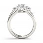 Genuine 14K White Gold 1 Ct Round Cut Diamond Three Stone Engagement Ring HI I2