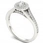 14k White Gold 0.58 Ct Natural Round Cut Diamond Halo Engagement Ring HI I2