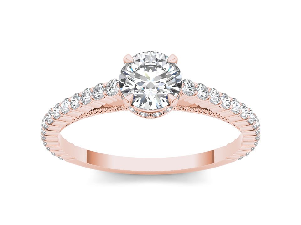 Genuine 14K Rose Gold 0.75 Ct Diamond Classic Solitaire Engagement Ring