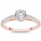 Genuine 14K Rose Gold 0.75 Ct Diamond Classic Solitaire Engagement Ring