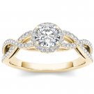 Genuine 14K Yellow Gold 0.75 Ct Round Cut Natural Diamond Halo Engagement Ring Genuine 14K Yellow Gold 0.75 Ct Round Cut Natural Diamond Halo Engagement Ring