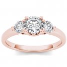 Solid 14K Rose Gold 0.75 Ct Round Cut Diamond Three Stone Engagement Ring HI I2 Solid 14K Rose Gold 0.75 Ct Round Cut Diamond Three Stone Engagement Ring HI I2