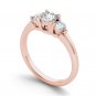 Solid 14K Rose Gold 0.75 Ct Round Cut Diamond Three Stone Engagement Ring HI I2
