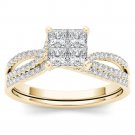 14k Yellow Gold 0.75 Ct Princess Cut Natural Diamond Engagement Ring Set HI 14k Yellow Gold 0.75 Ct Princess Cut Natural Diamond Engagement Ring Set HI