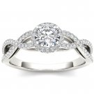 Genuine 14K White Gold 0.75 Ct Round Cut Natural Diamond Halo Engagement Ring HI Genuine 14K White Gold 0.75 Ct Round Cut Natural Diamond Halo Engagement Ring HI