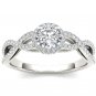 Genuine 14K White Gold 0.75 Ct Round Cut Natural Diamond Halo Engagement Ring HI