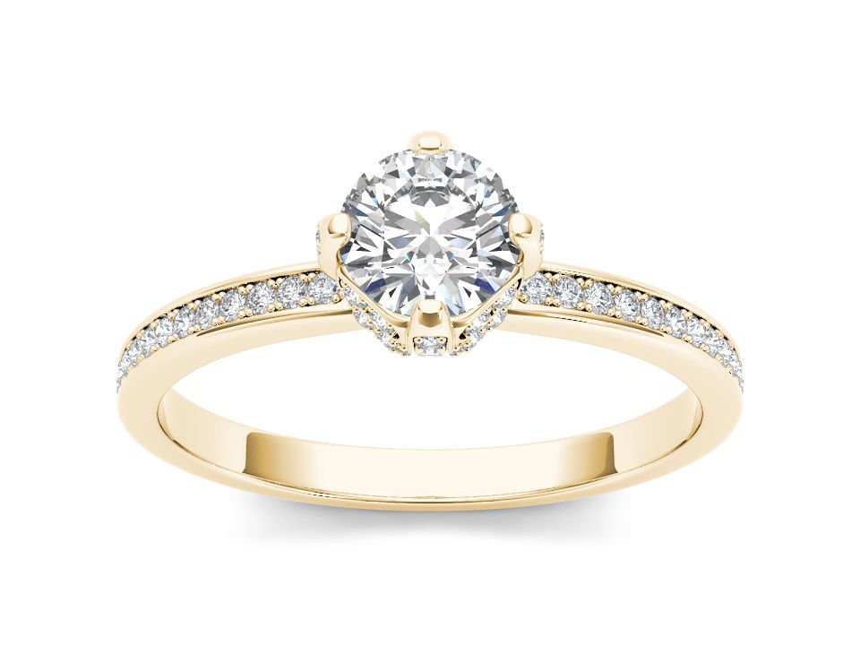 Genuine 14K Yellow Gold 1 Ct Round Cut Natural Diamond Classic Engagement Ring
