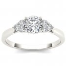14K White Gold 0.75 Ct Natural Round Cut Diamond Three Stone Engagement Ring HI 14K White Gold 0.75 Ct Natural Round Cut Diamond Three Stone Engagement Ring HI