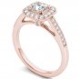 14k Rose Gold 0.50 Ct Princess Cut Diamond Halo Engagement Ring HI I2 Size 7