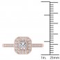14k Rose Gold 0.50 Ct Princess Cut Diamond Halo Engagement Ring HI I2 Size 7