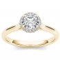 Solid 14K Yellow Gold 0.50 Ct Natural Round Cut Diamond Halo Engagement Ring HI