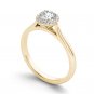 Solid 14K Yellow Gold 0.50 Ct Natural Round Cut Diamond Halo Engagement Ring HI