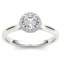 Solid 14K White Gold 0.50 Ct Natural Round Cut Diamond Halo Engagement Ring HI