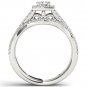 Solid 14k White Gold 1.00 Ct Round Cut Diamond Halo Engagement Ring Set HI I2