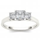 14K White Gold 1.00 Ct Natural Princess-Cut Diamond Three Stone Engagement Ring 14K White Gold 1.00 Ct Natural Princess-Cut Diamond Three Stone Engagement Ring