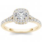 Solid 14K Yellow Gold 1.00 Ct Natural Round Cut Diamond Halo Engagement Ring I2