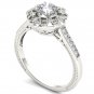 14k White Gold 0.50 Ct Round Cut Diamond Flower Halo Engagement Ring HI I2 Size