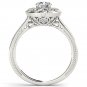 14k White Gold 0.50 Ct Round Cut Diamond Flower Halo Engagement Ring HI I2 Size