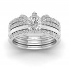 14k White Gold 1 Ct Round Cut Diamond Crowned Bridal Ring Set I-J I2 14k White Gold 1 Ct Round Cut Diamond Crowned Bridal Ring Set I-J I2
