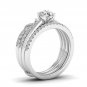 14k White Gold 1 Ct Round Cut Diamond Crowned Bridal Ring Set I-J I2