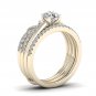 14k Yellow Gold 1 Ct Round Cut Diamond Crowned Bridal Ring Set I-J I2